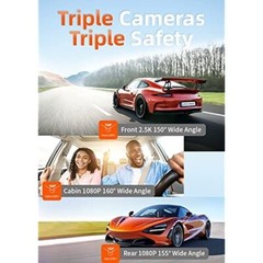 WOLFBOX I07 Dash Cam WiFi Car Camera 3 Channel With 4K+1080P/1440P+1080P