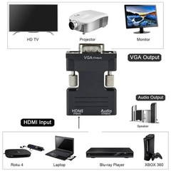 HDMI Female to VGA Male Adapter 1080P Converter with 3.5mm Audio Cable for PC TV