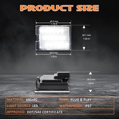 License Plate Light Compatible with 2014-2024 Dodge Durango Pickup Truck, Rear L