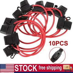 10 PACKS 10 GAUGE ATC FUSE HOLDER IN-LINE AWG WIRE COPPER 12 VOLT POWER BLADE