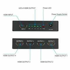 HDMI Splitter 1 In 4 Out 1080P 4-Port Repeater Splitter Amplifier Video Splitter