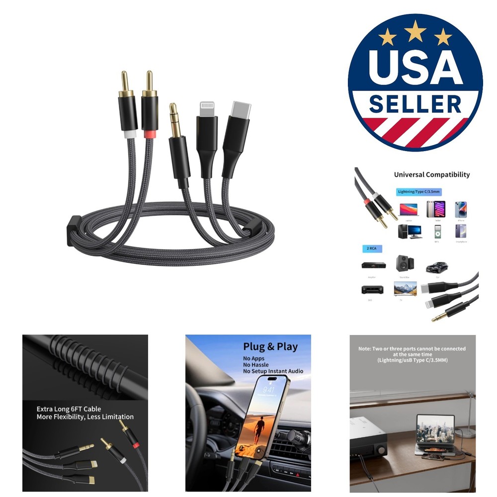 Flexible 6FT RCA Audio Cable – Ideal for Home Theater, Car Stereo & Speakers