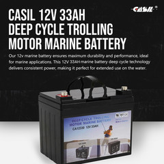 2pack 12V 33Ah Deep Cycle Trolling Motor Marine Battery in Series 24V 36V 48V