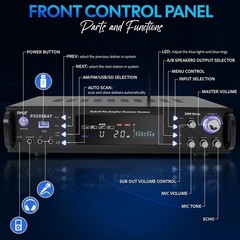 Pyle Hybrid Amplifier Receiver, 3000W / AUX,USB,RCA Inputs – Black P3301BAT