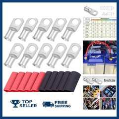 iGreely 10pcs 2/0 Guage 3/8 Wire Lugs Ring Terminal Connectors Ends 2/0 AWG H…