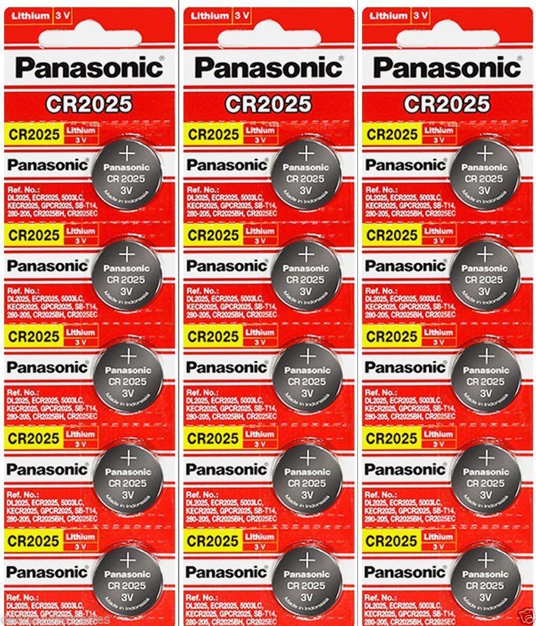 15 x Fresh PANASONIC CR 2025 CR2025 LITHIUM COIN CELL Battery Exp 2030