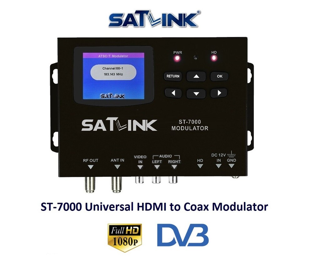 SatLink ST-7000 HDMI/CVBS to RF Modulator (1080p HD ATSC, J.83B QAM)