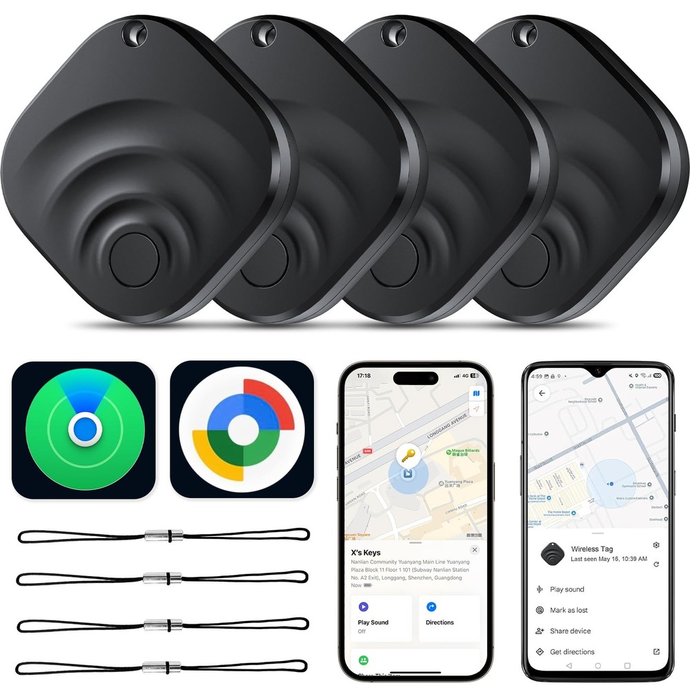 2026 Air Tracker Tags Item Locator for Android & iOS Bluetooth classic black