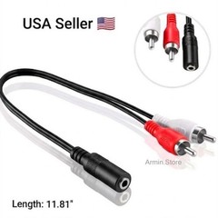 3.5mm Stereo Female Mini Jack to 2 Male RCA to Headphone Plug Adapter Y-Cable