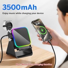 Wireless Induction 5-in-1 Bluetooth Speaker, Cell Phone Stand with Stereo Sound