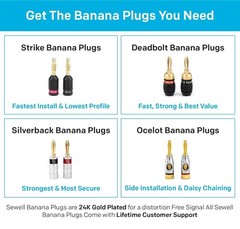SW-29863-12 Deadbolt Banana Plugs 12-Pairs by, Gold Plated Speaker Plugs, Qui…