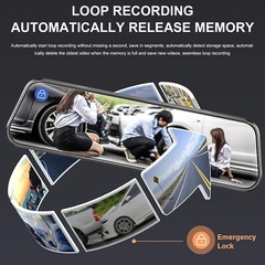 4K 10″ Dual Dash Cam Car Rear Mirror View Backup Dual Camera Night Vision IPS