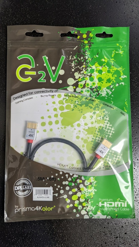 A2V HSI-0.5M DPL Labs Certified Premium 4K 18Gbps HDMI Cable, 1.64′ 1.64 Ft