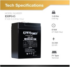2 Pack – ExpertPower 6 Volt 6v 4.5ah Rechargeable Deer Game Feeder Batteries