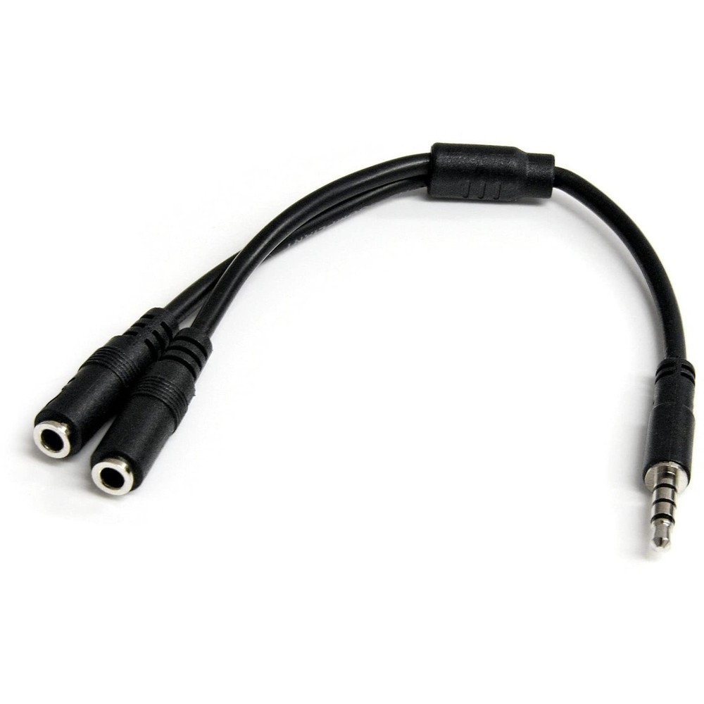 StarTech.com Headset Adapter, Microphone and Headphone Male to Female, Black