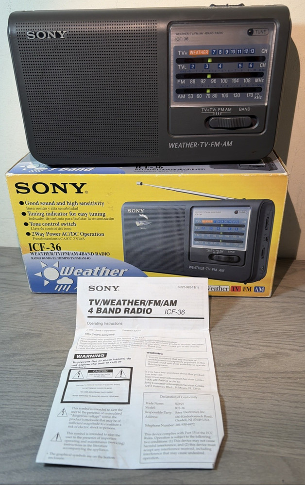 Sony ICF-36 Portable AM, FM Radio – BRAND NEW – AC or battery