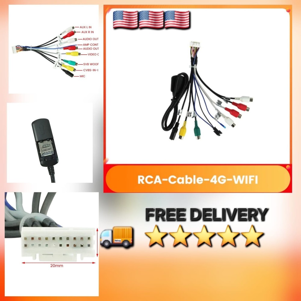 20 Pin Car Radio RCA Harness Adapter Plugs for Most Android Car Stereo Radio GPS