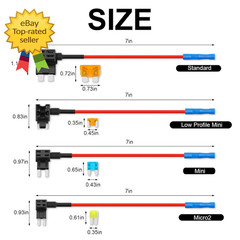 16 Pack 4 Types Fuse Tap, Upgraded 12V Car Add a Circuit Fuse Tap Kit
