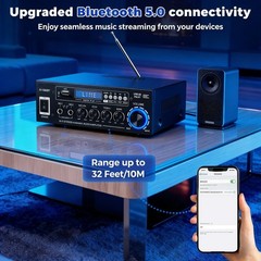 2000W 2CH bluetooth Stereo Audio Amplifier HiFi Receiver Amp f/ Home Car Speaker