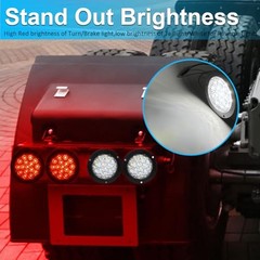4PCS 4 Inch Round LED Trailer Tail Lights 2 Red and 2 White 4″ Led Stop Brake