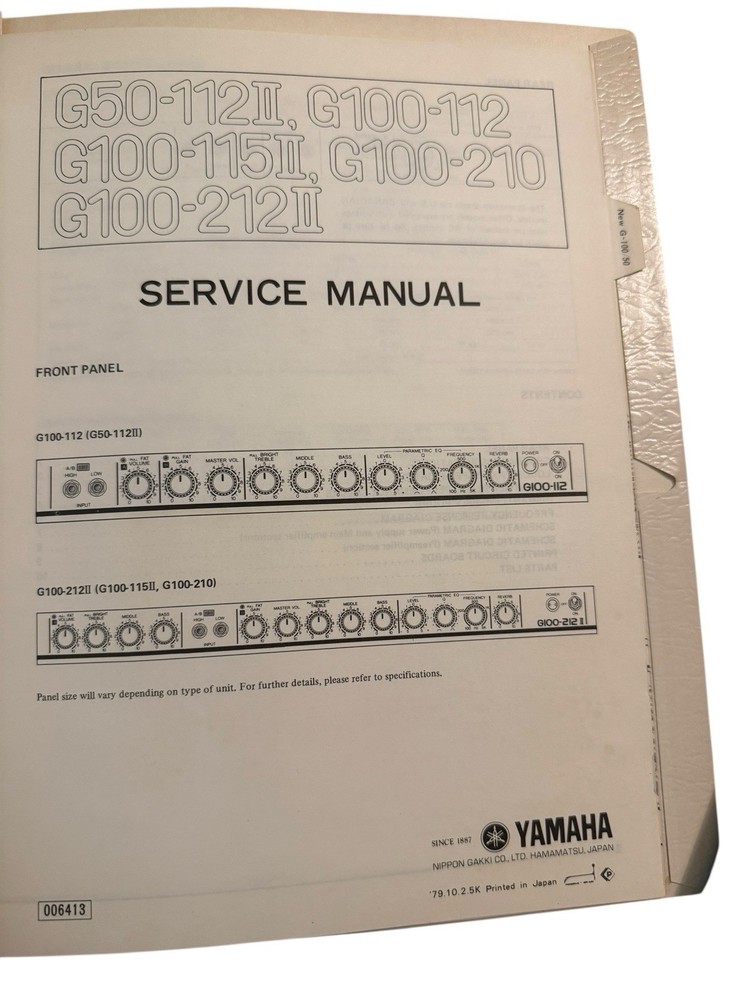 Yamaha G50-112II, G100-112, G100-115II, G100-210, G100-212II Service Manual