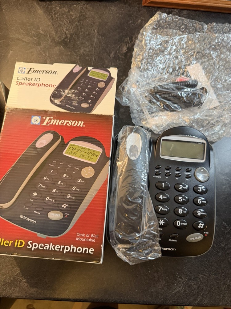 Emerson EM-2646BK – Black – Caller ID Speakerphone Corded Phone New Open Box