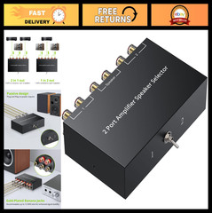2-Way Speaker Switcher Selector Box, 1-In-2-Out Amplifier A/B Switch, No Power N
