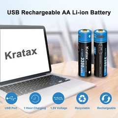 Kratax 1.5V USB AA AAA Rechargeable Li-Ion Batteries AA AAA Lithium Batteries