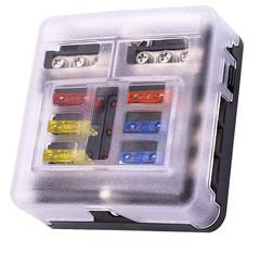 6 Way 12V Fuse Box 12Volt Blade Fuse Block, 6 Circuit W/Negative Bus Waterproof