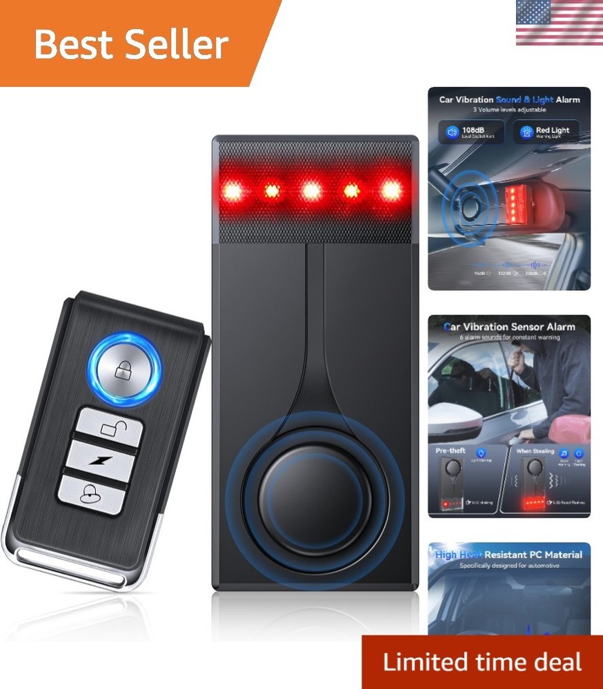 108dB Car Alarm System, Vehicle Anti-Theft Vibration Sensor Alarm & Red Light…