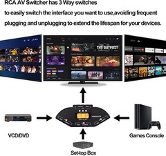 3 In 1 Out Component AV Video Switch Box, Composite 3 RCA AV Splitter RGB