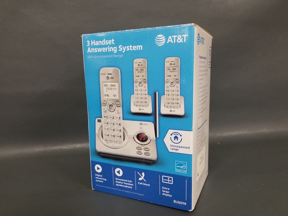 AT+T EL52319 3 Handset Answering System Telephone Open Box