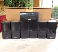 7 Mint Bose Double Cube DoubleShot Speakers 1 Center Channel + 6 Surround Black.