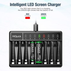 Hiquick 1100/2800mAh AAA AA Rechargeable Batteries 1.2V / 8 Slots Charger Lot