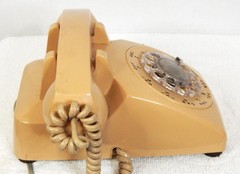 ITT Rotary Dial Corded Telephone Peach Beige Vintage Desk Phone 500