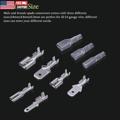 /50Pcs Nylon Spade Connectors Kit 22-10 Gauge Male and Female Wire Spade Termina