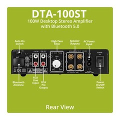 Dayton Audio DTA-100ST 100W Desktop Stereo Amplifier with Bluetooth 5.0 RCA line