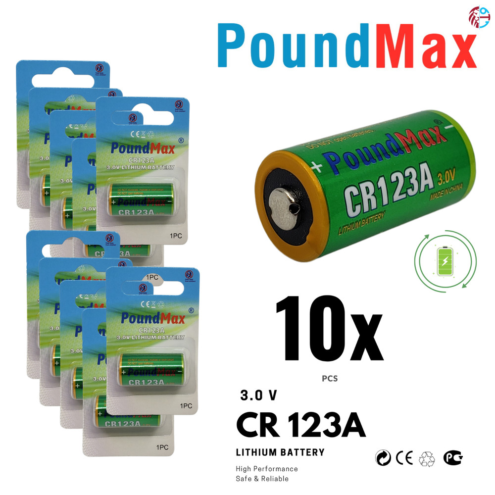 PoundMax CR123A 3.0v Lithium Camera Battery – 10 Count