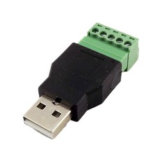 1x USB 2.0 Type A Male to 5 Pin Screw w/ Shield Terminal Plug Adapter Connector