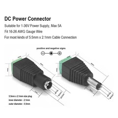 DC Power Jack Plug Adapter Barrel Connector 10PCS 12V Male and Female 2.1 X 5.5M