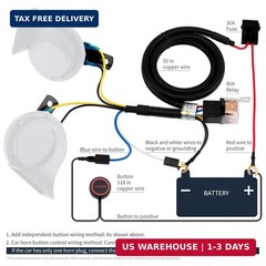 FARBIN 12v Car Horn Relay Wiring Harness Kit and Horn Push Button with 3 Meters