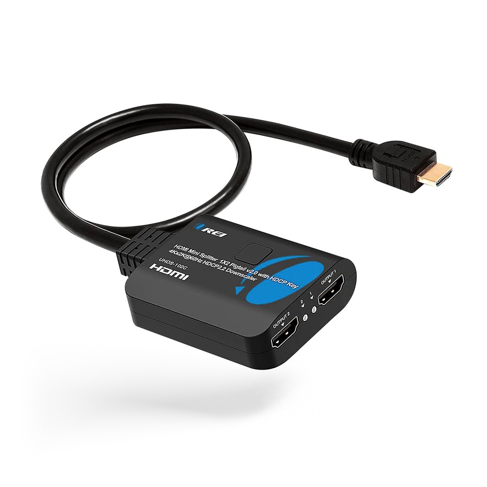 OREI 4K 1 in 2 Out HDMI Splitter 4:4:4 8-bit – HDMI 2.0, HDCP 2.2, 18 Gbps, 4K