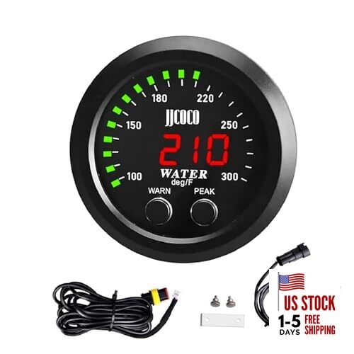 Universal 52mm Water Temperature Gauge with Alarm and Joint Pipe: None Green