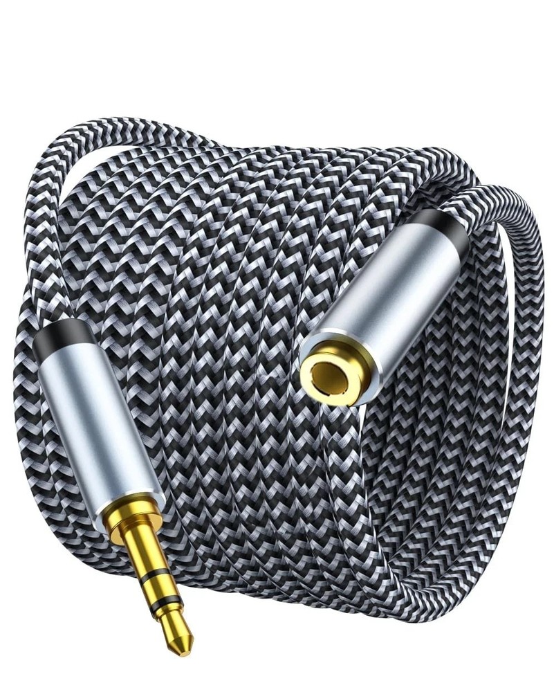 Box of 2: 10FT 3.5mm Male to Female Stereo Audio Extension Cable, Nylon Braided