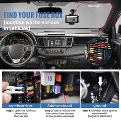 EWAY 3-in-1 Micro USB & Mini Type-C Dash Cam Hardwire Kit Car black