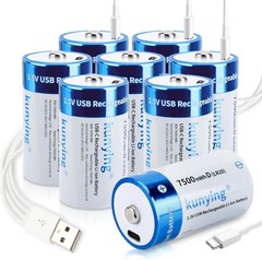High-Drain 8 Pack Rechargeable D Batteries – 7500mWh Power with Safety Features