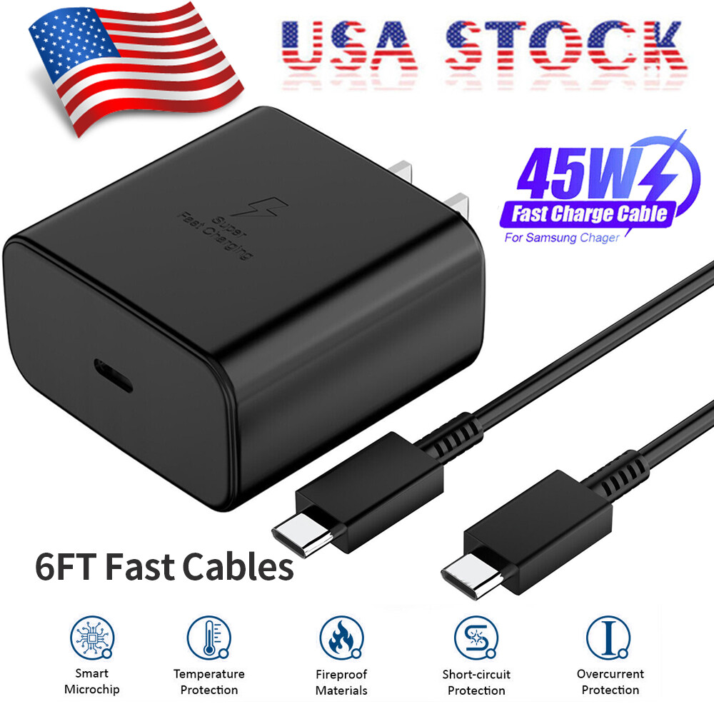 ⚡45W Wall Adapter Fast Power Phone Charging Cord For Samsung Galaxy S22 S23 S24+