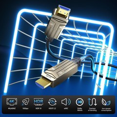 100ft Fiber Optic HDMI Cable 18Gbps 4K@60Hz (4:4:4) Unidirectional Active HDMI 2