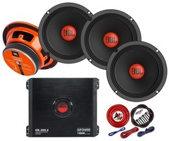 JBL Shock Wave 6.5″ Speakers + Gravity 1200 Watts 4CH Car Audio Amplifier + Kit