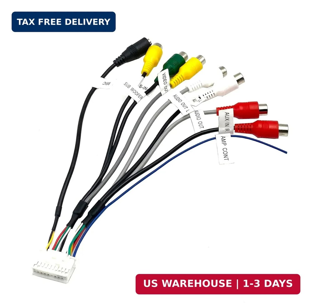 20 Pin Car Radio RCA Audio Replacement Harness with 8 Female RCA Connector Video
